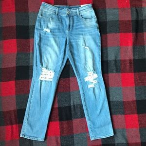 INC Distressed Boyfriend Lace Jeans